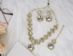 Designer Polki imitation necklace set with CZ stones-1